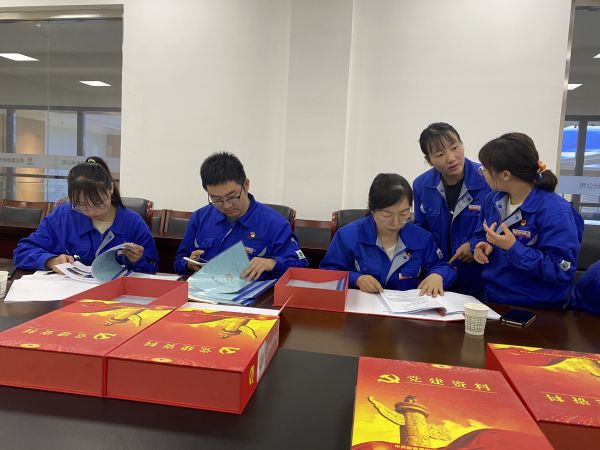 4月18日，制氣車間黨支部與質(zhì)量監(jiān)督檢驗(yàn)部黨支部在彬州公司會議室開展對標(biāo)交流活動。查閱制氣車間黨支部黨建臺賬畫面。.jpg